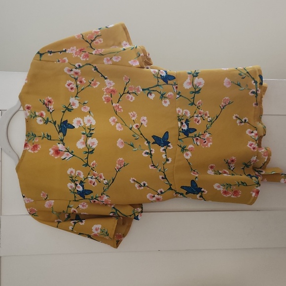 Floral bird wrap top L - Picture 3 of 11